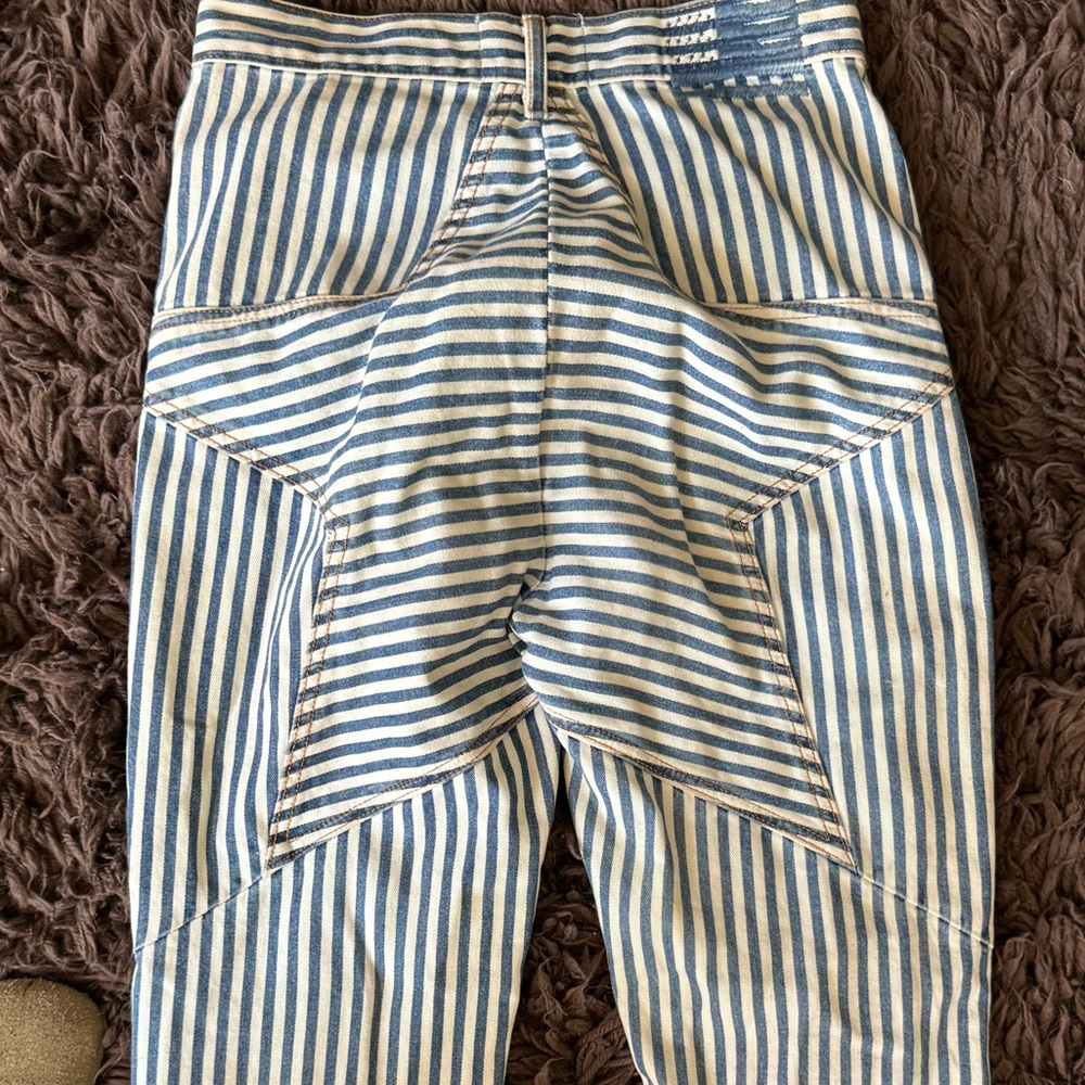 REVICE Blue & White Striped High-Waist Flare Jeans - Picture 5 of 12